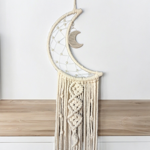 ๐๏ธ Macrame Moon Wall Hanging Dream Catcher Boho Decor - Picture 7 of 8